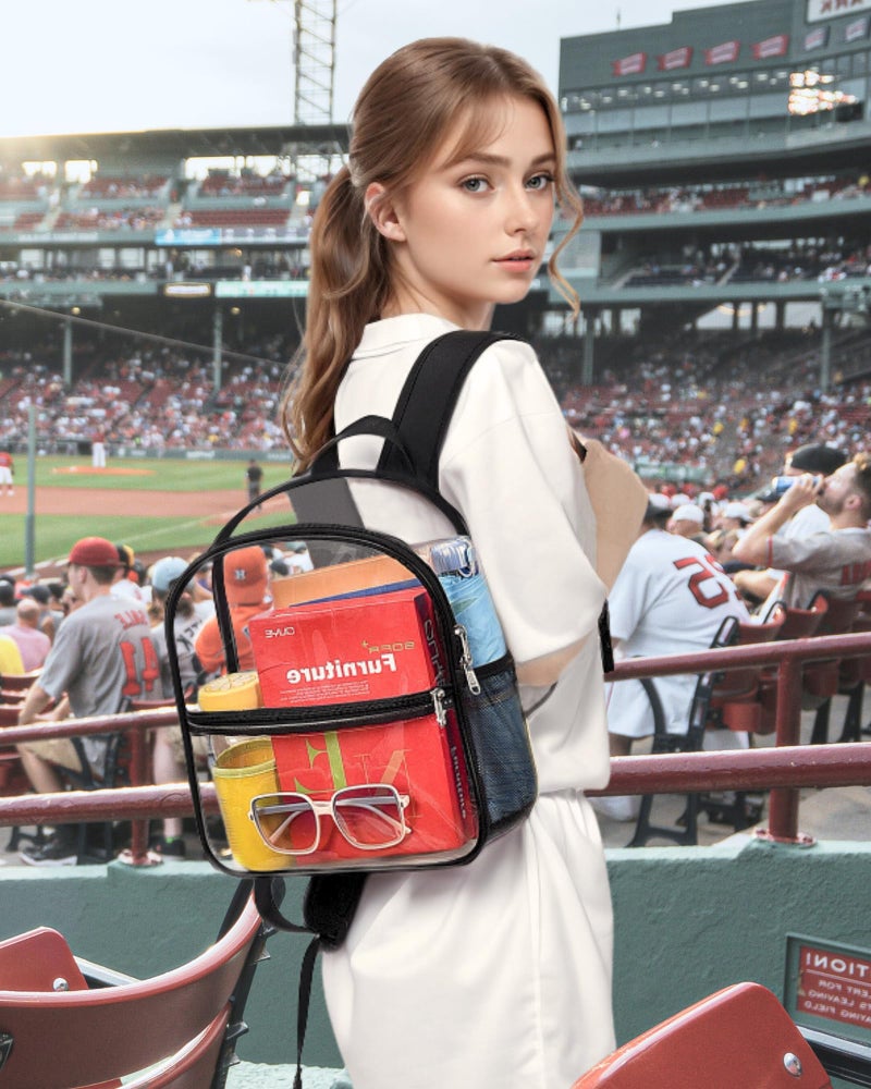 Paxiland Clear Backpack Stadium Approved 12Ã—12Ã—6 with Reinforced and Wider Shoulder Straps, Small Clear Bag for Schools, Concerts, Work, Festivals and Sporting Events - Black - Image 3